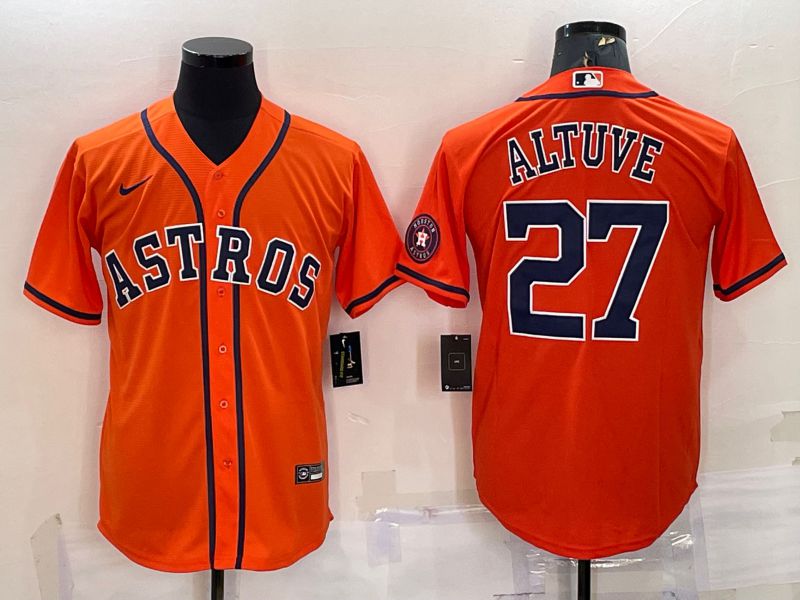 Men Houston Astros 27 Altuve Orange Game Nike 2022 MLB Jerseys